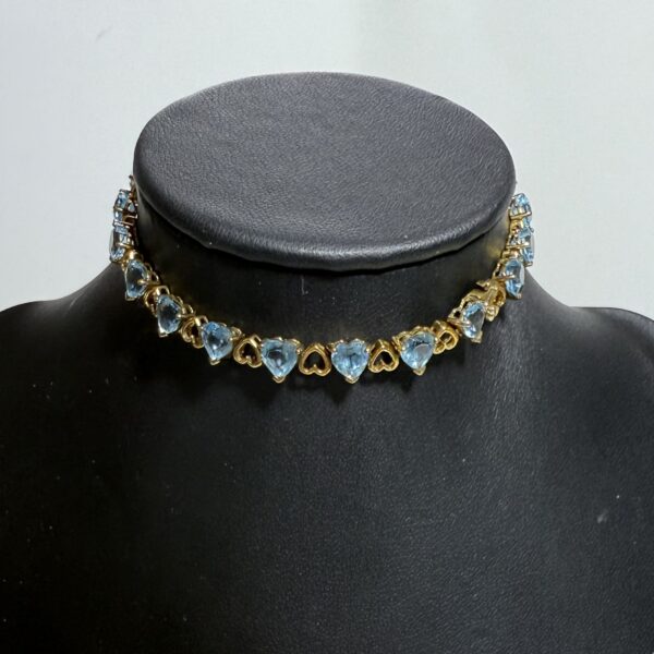9ct gold blue heart topaz tennis bracelet